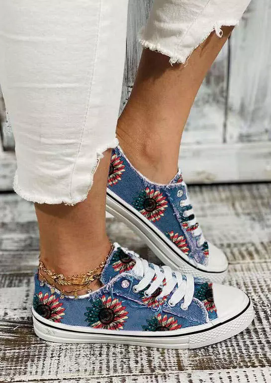 American Flag Sunflower Flat Sneakers 5 American Flag Sunflower Flat Sneakers - Image 3