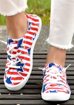 American Flag Star Striped Flat Sneakers