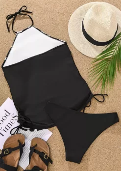 Mooooody Cow Halter Tie Tankini Set - Black -Garment Sale Store SCM011323 3 C1971954558731 124