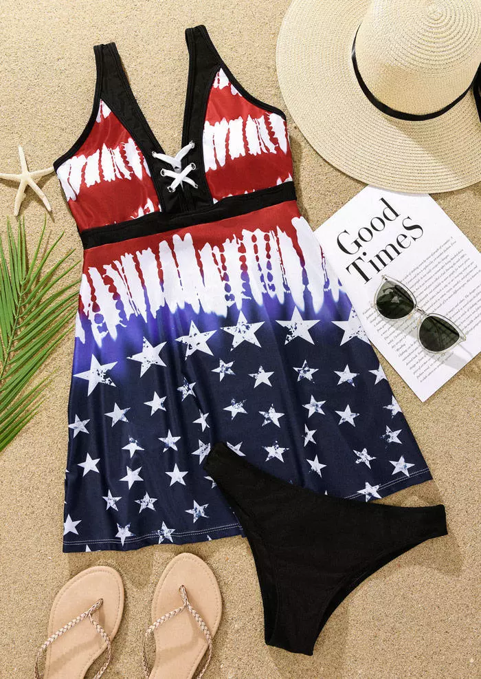 American Flag Criss-Cross Tankini Set 6 American Flag Criss-Cross Tankini Set - Image 4