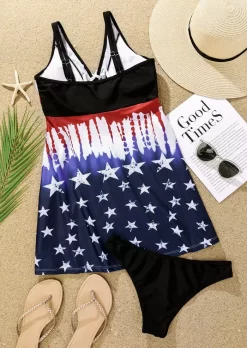American Flag Criss-Cross Tankini Set 11 American Flag Criss-Cross Tankini Set -Garment Sale Store SCM011451 1 C2351162666860 124