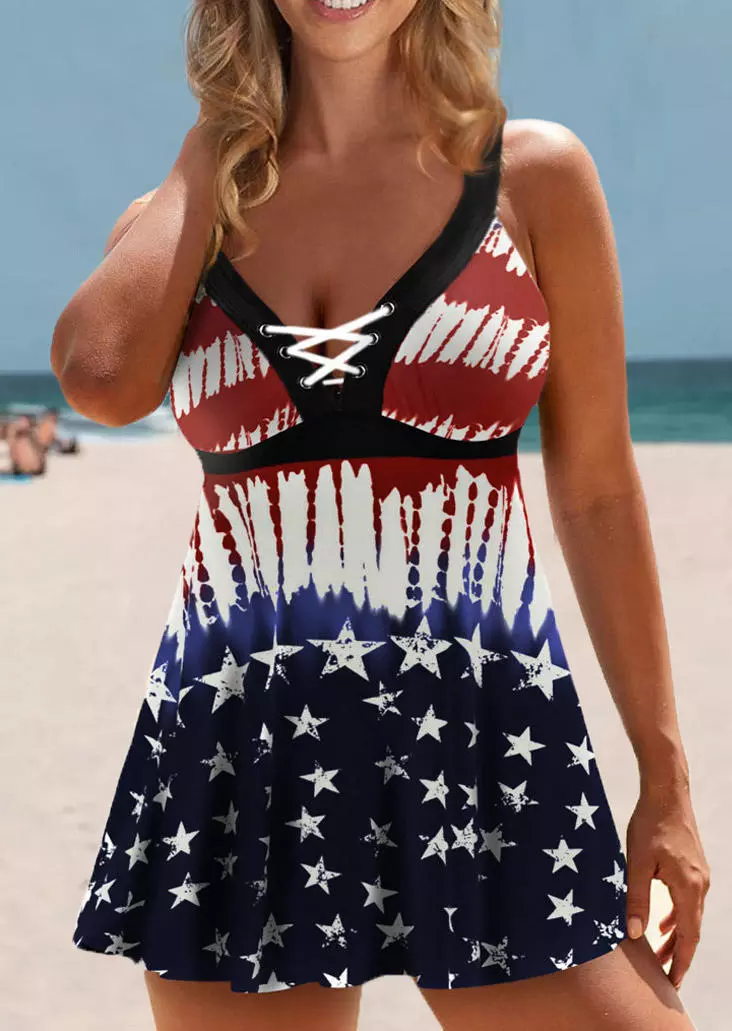 American Flag Criss-Cross Tankini Set 3 American Flag Criss-Cross Tankini Set