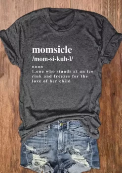 Momsicle O-Neck Casual T-Shirt Tee - Dark Grey