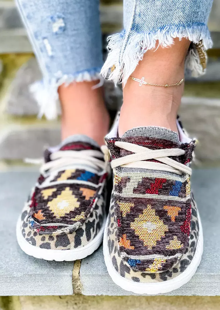 Leopard Geometric Slip On Round Toe Flat Sneakers 4 Leopard Geometric Slip On Round Toe Flat Sneakers - Image 2