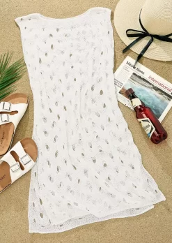 Hollow Out Slit O-Neck Crochet Cover Up Dress - White 9 Hollow Out Slit O-Neck Crochet Cover Up Dress - White -Garment Sale Store SCM011524 1 C1976535200253 124