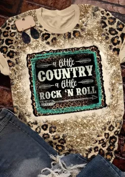 A Little Country A Little Rock 'N Roll Leopard T-Shirt Tee