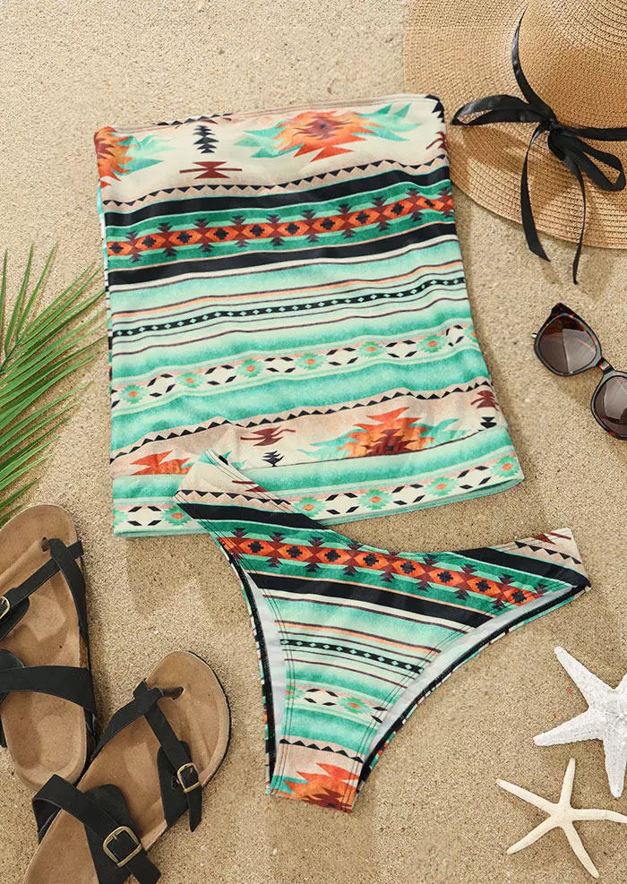 Aztec Geometric Strapless Bandeau Tankini Set 4 Aztec Geometric Strapless Bandeau Tankini Set - Image 2