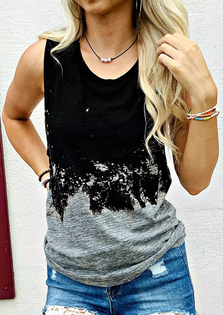 Tie Dye Distressed O-Neck Casual Tank 4 Tie Dye Distressed O-Neck Casual Tank - Image 2