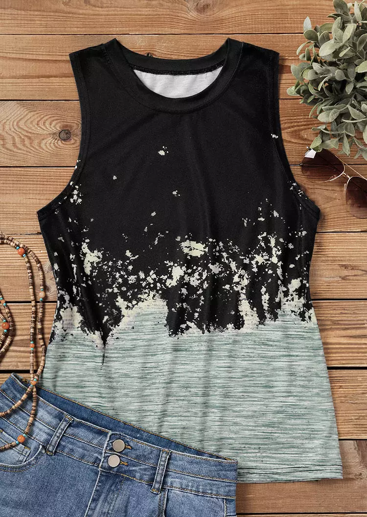 Tie Dye Distressed O-Neck Casual Tank 5 Tie Dye Distressed O-Neck Casual Tank - Image 3