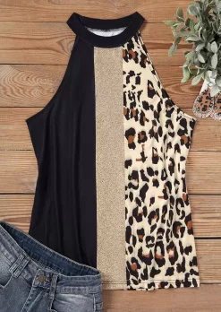Leopard Color Block Casual Tank -Garment Sale Store SCM012099 2 30903640194034 124