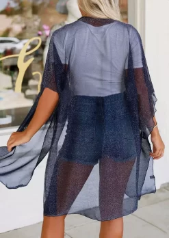 See-Through Short Sleeve Cardigan - Navy Blue -Garment Sale Store SCM012124 1 10768663595735 124