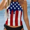 American Flag Halter Tie Tankini Set