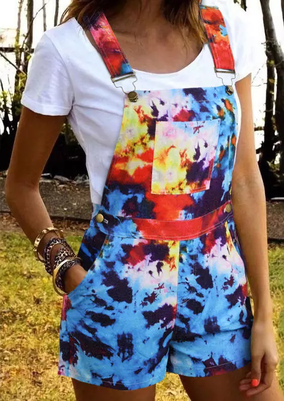 Tie Dye Pocket Button Overall Romper 3 Tie Dye Pocket Button Overall Romper