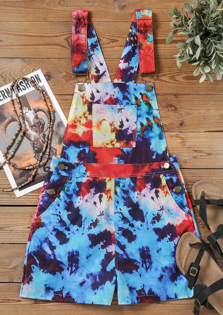 Tie Dye Pocket Button Overall Romper 4 Tie Dye Pocket Button Overall Romper - Image 2
