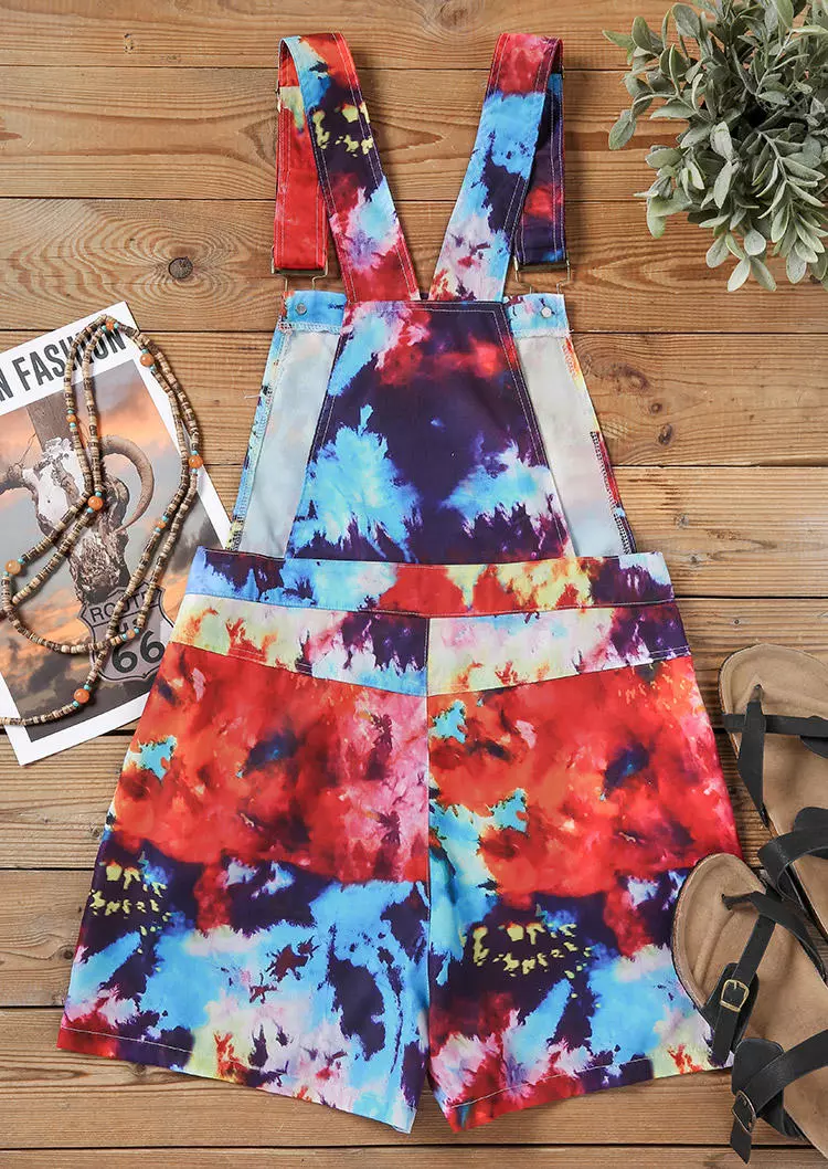 Tie Dye Pocket Button Overall Romper 5 Tie Dye Pocket Button Overall Romper - Image 3