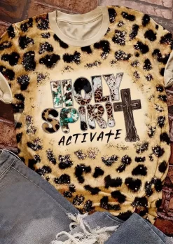 Holy Spirit Activate Leopard Bleached T-Shirt Tee