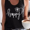 Happy Floral Racerback Tank - Black 1 Happy Floral Racerback Tank - Black -Garment Sale Store SCM012454 1 22324182919173 124