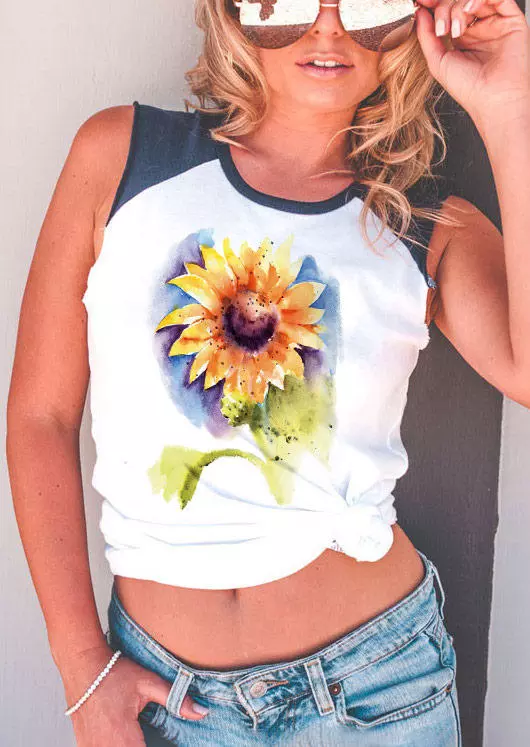 Sunflower Color Block Casual Tank - White 3 Sunflower Color Block Casual Tank - White