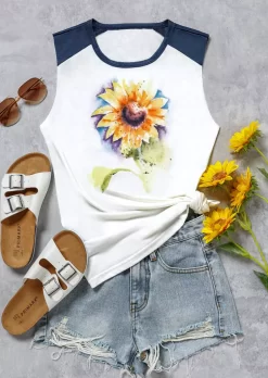 Sunflower Color Block Casual Tank - White 7 Sunflower Color Block Casual Tank - White -Garment Sale Store SCM012466 2 21738361081031 124