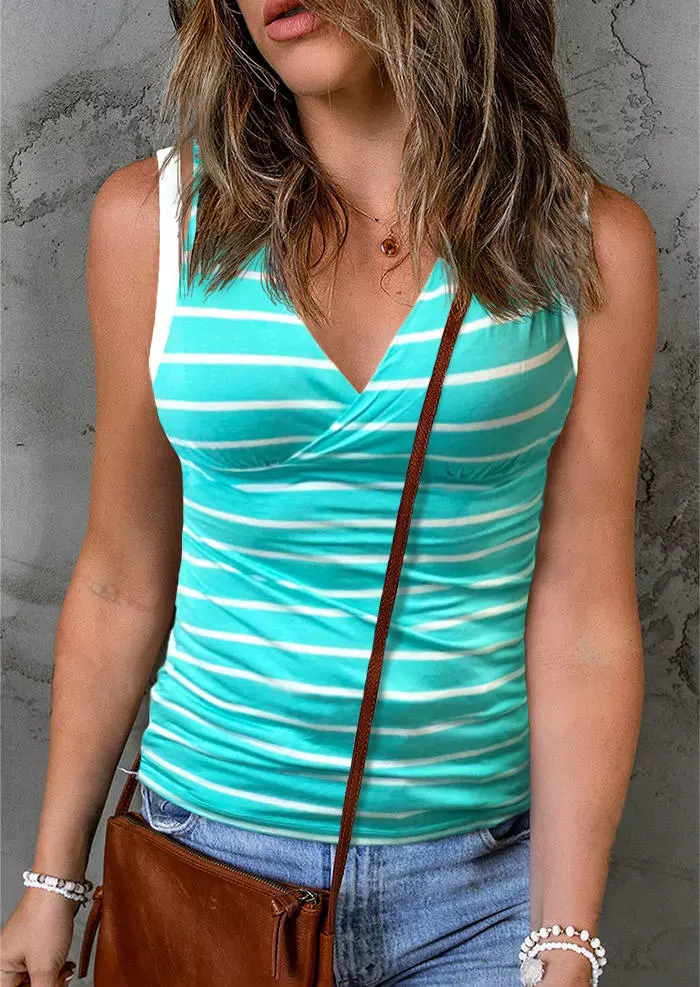 Striped Wrap Cut Out Casual Tank 3 Striped Wrap Cut Out Casual Tank