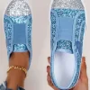 Color Block Glitter Slip On Round Toe Flat Canvas Sneakers - Blue -Garment Sale Store SCM012573 1 20118619018868 124