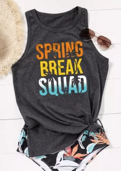 Spring Break Squad Coconut Tree Tank - Dark Grey -Garment Sale Store SCM012657 1 11711470996689 124