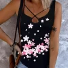 Cherry Blossoms Criss-Cross Tank - Black 1 Cherry Blossoms Criss-Cross Tank - Black -Garment Sale Store SCM012677 1 22365158376436 124