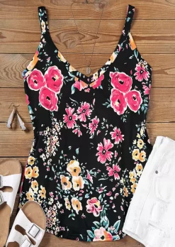 Floral Open Back V-Neck Camisole 8 Floral Open Back V-Neck Camisole -Garment Sale Store SCM012700 4 32480636433183 124
