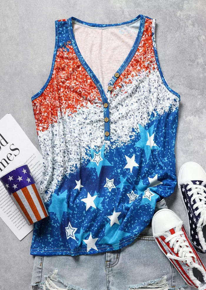 American Flag Glitter Button Tank 4 American Flag Glitter Button Tank - Image 2