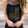 American Flag Leopard Criss-Cross Camisole - Black -Garment Sale Store SCM012757 1 30271208082422 124