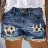Coconut Tree Button Pocket Ripped Denim Shorts - Blue -Garment Sale Store SCM012763 1 13136741138927 124