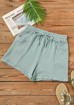 Drawstring Pocket Casual Shorts - Light Green -Garment Sale Store SCM012878 3 20627152546894 124