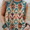 Abstract Color Block Ethnic O-Neck Tank -Garment Sale Store SCM012889 1 30171553856698 124