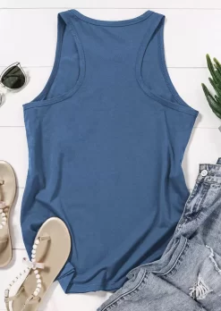 Coconut Tree O-Neck Tank - Blue -Garment Sale Store SCM012945 4 61361442093185 124