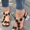 Floral Square Toe Heel Sandals - Black 2 Floral Square Toe Heel Sandals - Black -Garment Sale Store SCM012973 1 21098086166922 124