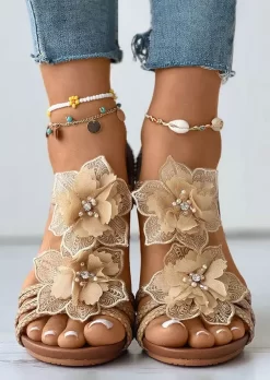 Bohemian Floral Hollow Out Wedge Sandals - Apricot -Garment Sale Store SCM012975 3 21032754139444 124