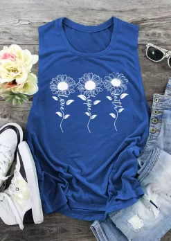 Faith Hope Love Floral O-Neck Tank - Blue 5 Faith Hope Love Floral O-Neck Tank - Blue -Garment Sale Store SCM013009 3 21091429975269 124
