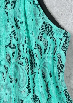 Lace Criss-Cross Fake Two-Piece Tank - Lake Blue -Garment Sale Store SCM013013 2 31689701535785 124