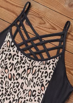 Leopard Color Block Criss-Cross Camisole 7 Leopard Color Block Criss-Cross Camisole -Garment Sale Store SCM013017 1 30719124433339 124