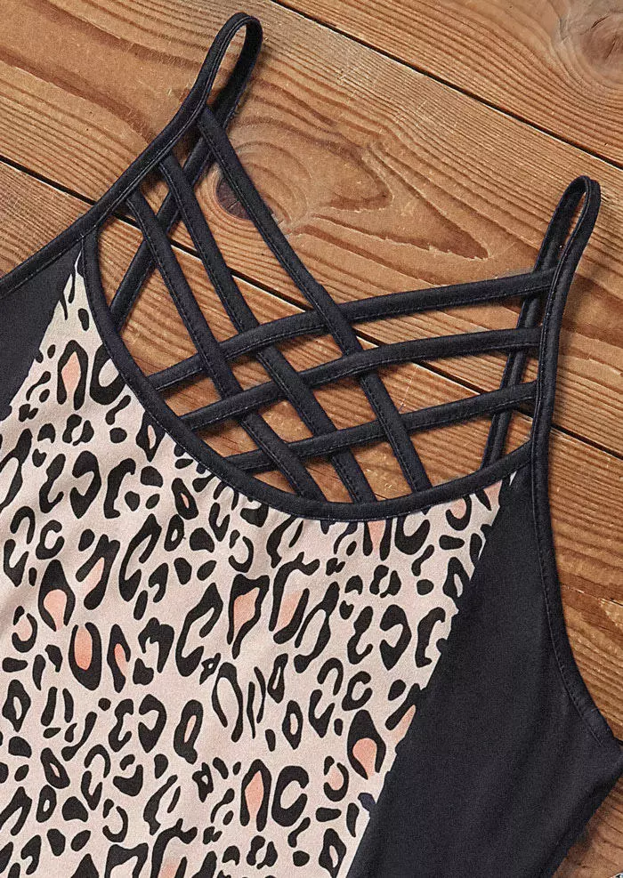 Leopard Color Block Criss-Cross Camisole 5 Leopard Color Block Criss-Cross Camisole - Image 3