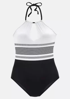 Striped Color Block Cut Out One-Piece Swimsuit 16 Striped Color Block Cut Out One-Piece Swimsuit -Garment Sale Store SCM013093 1 22816872256635 124