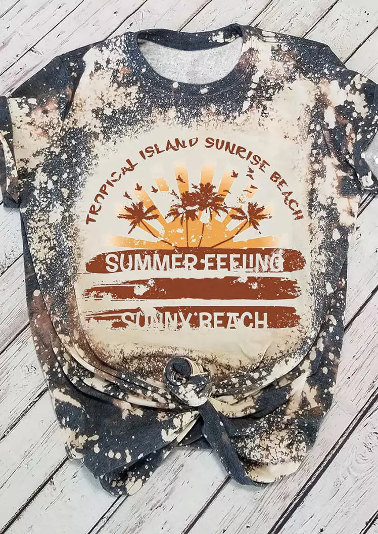 Summer Feeling Sunny Beach Tropical Island Sunrise Beach T-Shirt Tee - Gray 3 Summer Feeling Sunny Beach Tropical Island Sunrise Beach T-Shirt Tee - Gray