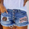 Mom Baseball Leopard Pocket Button Denim Shorts - Blue 2 Mom Baseball Leopard Pocket Button Denim Shorts - Blue -Garment Sale Store SCM013153 1 32950384481117 124