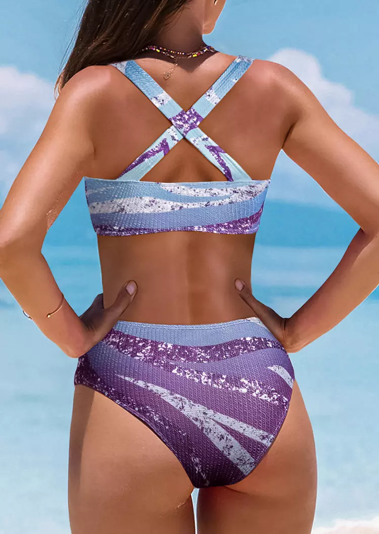 Gradient Zebra Striped Criss-Cross Bikini Set 4 Gradient Zebra Striped Criss-Cross Bikini Set - Image 2