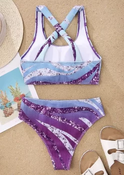 Gradient Zebra Striped Criss-Cross Bikini Set 9 Gradient Zebra Striped Criss-Cross Bikini Set -Garment Sale Store SCM013199 1 30813893303751 124