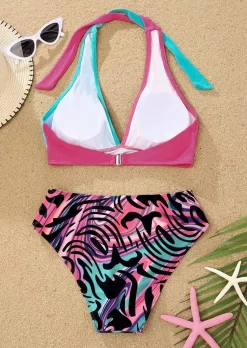 Leopard Color Block Halter Bikini Set 7 Leopard Color Block Halter Bikini Set -Garment Sale Store SCM013245 1 22855039887946 124