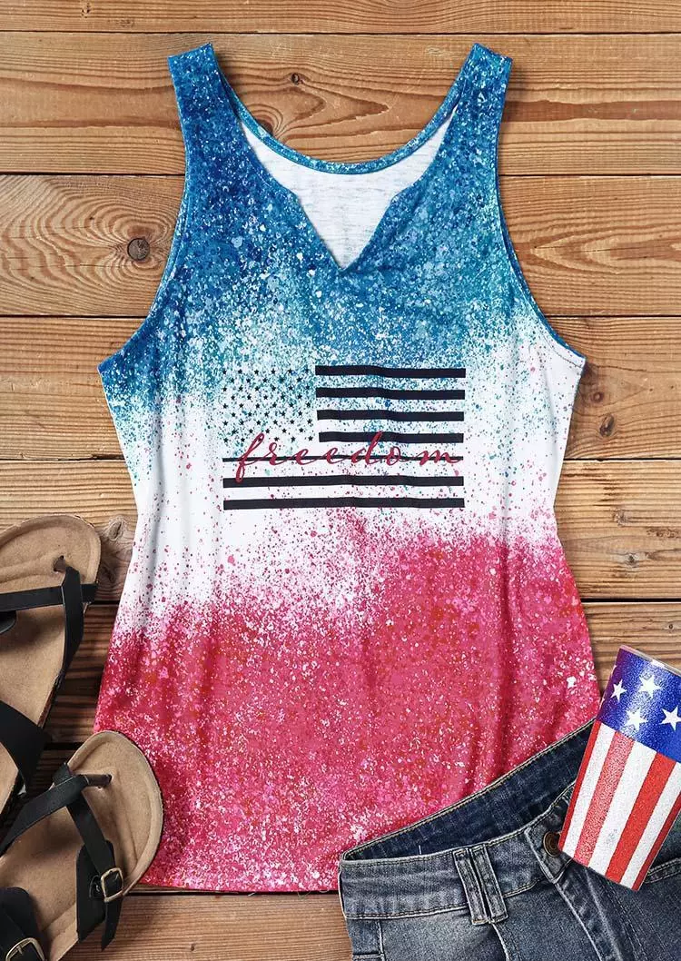 Freedom American Flag Notched Neck Tank 4 Freedom American Flag Notched Neck Tank - Image 2
