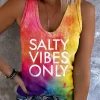 Salty Vibes Only Tie Dye Ribbed Tank -Garment Sale Store SCM013284 1 22072229003303 124