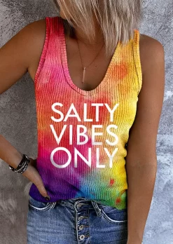 Salty Vibes Only Tie Dye Ribbed Tank