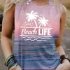 Beach Life Coconut Tree Gradient O-Neck Tank